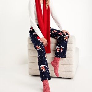 NWT Festive Navy Santa Print Women's Pants